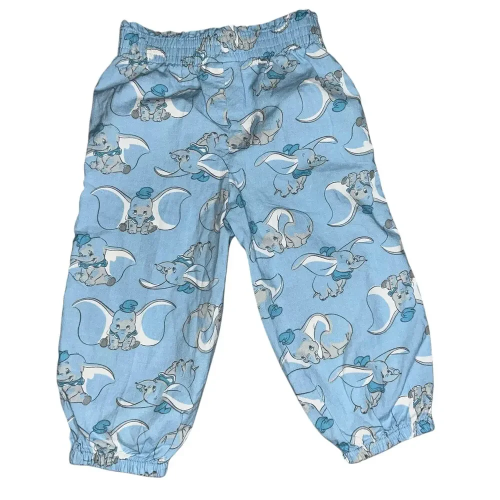 Disney Baby Dumbo's blue graphic pull on cotton pants size 24 months